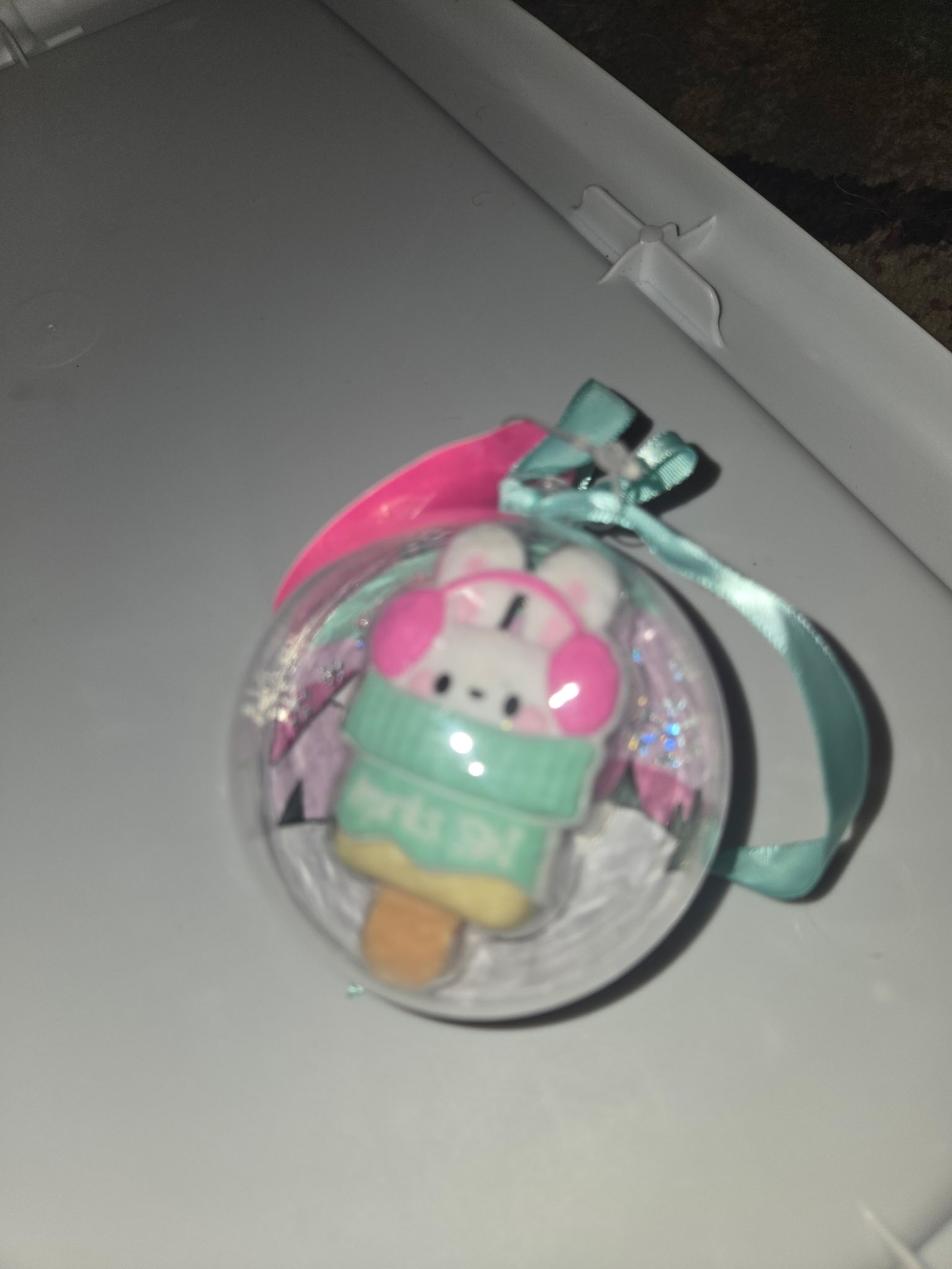 Kids Cute Bunny Popsicle Ornament - Pink & Mint